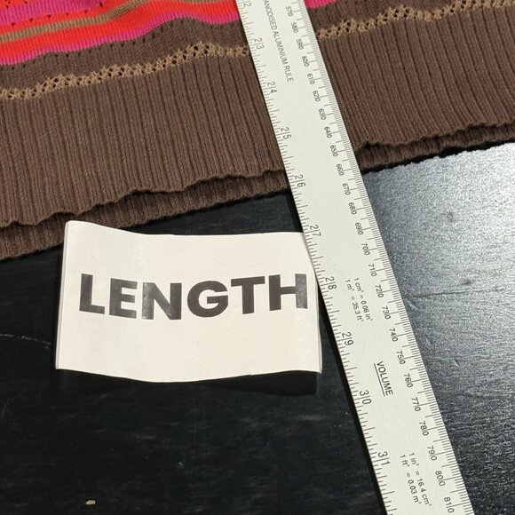 Y2K DKNY Jeans Brown Pink Red Striped Long Sleeve Henley Sweater Womens XL - Picture 11 of 11